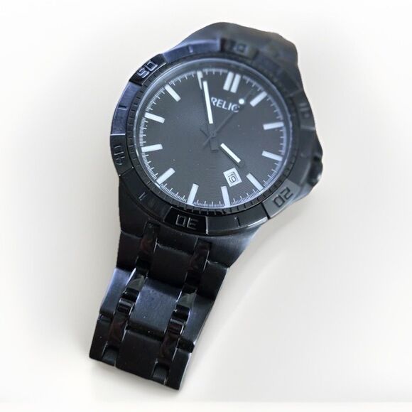 RELIC Black QUARTZ WATCH ZR 11896 991007 - Picture 1 of 8